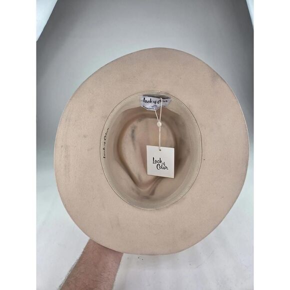 Lack Of Color Hat 100% Australian Wool Size 59 Large Western Flat Brim Beige Hat